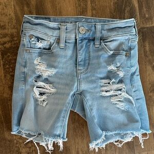 American Eagle Outfitters Light Blue Distressed Jean Shorts